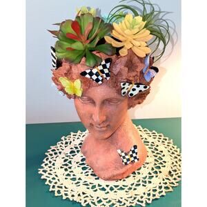 MacKenzie Childs Peresphone Butterfly Head Bust Planter Small 11" Tall